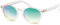 CHICNET Sonnenbrille Panto transparent Retro 400UV Schlüsselloch Steg verspiegelt grün