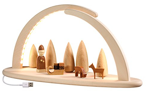 Seiffener Volkskunst | LED Lichterbogen Schwibbogen 42x21cm | Original Erzgebirgische Volkskunst | 15373 | Weihnachten Weihnachtsbogen | Weihnachtsmotiv
