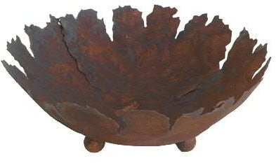 Rostige & Runde Schale mit Rissen - Standard Dekoschale auf Füßen: Ø 45cm - Wetterfest & Frostsicher - Metall/Edelrost/Rost - Rostschale/Metallschale zur Dekoration im Garten/Gartendekoration
