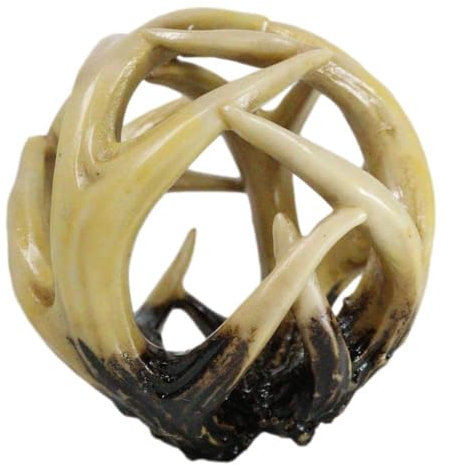 Ebros Gift Wildlife Rustikaler Buck Elch Hirsch verschlungenes Geweih Orb Potpourri Dekorative Ball Home Accent Kugel Figur Papier Gewicht Kaminsims Regale Tisch Kabine Lodge Dekor (1)