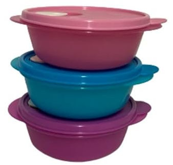 Tupperware Microwave Lunch Bowls 2.5 cups, Set of 3 - Pink, Blue