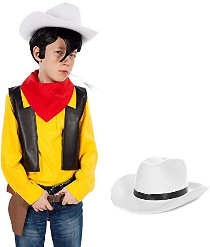 Maskworld Lucky Luke Kinderkostüm mit Cowboy-Hut - Comic Western Kostüm für Kinder 5-teilig - Karneval (134-140)