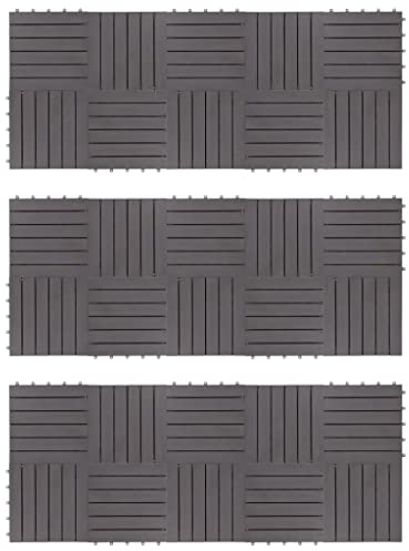 vidaXL 30x Madera Acacia Baldosas de Terraza Losa Pegatinas Azulejo de Suelo Tierra Balcón Porche Decoración Adorno Pasillos Jardín Gris Deslavado