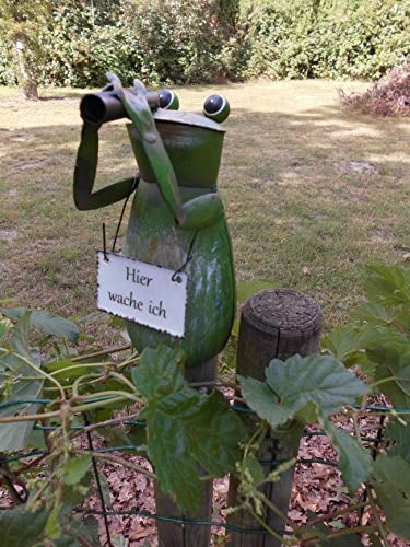 Deko-Impresion Zaunfigur Zaunhocker witziger Frosch m. Fernglas Hier wache ich