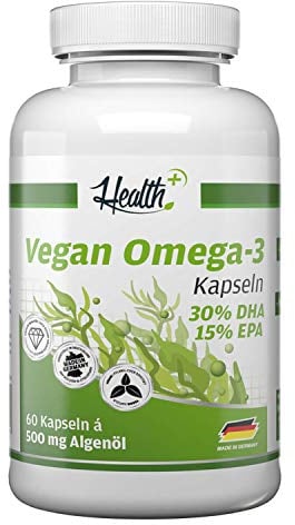 Health+ Algen-Öl Kapseln - veganes Omega 3, 60 Kapseln