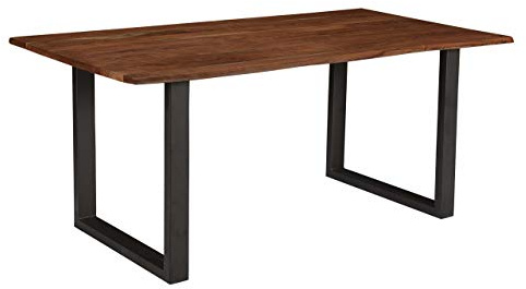 SAM Esstisch Insa 130x75 cm Akazie nussbaum Baumkante U-Gestell schwarz | Baumkantentisch massiv, Akazienholz nussbaumfarben, Esszimmertisch
