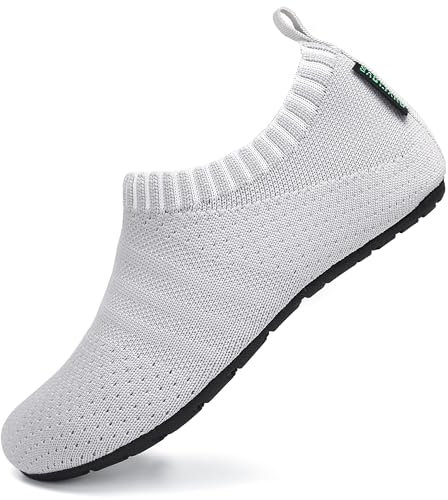 SAGUARO Chaussures Aquatiques Enfant Garçon Fille Chaussures d'eau Chaussures de Plage Respirant Chaussures Piscine-Légère Chaussons Enfant Chaussons Aquatique Style:083 Gris,Gr.22/23 EU