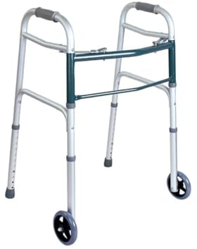 Ausilium Andador plegable de aluminio con 2 ruedas y 2 patas, regulable en altura - Peso de 2,4 kg