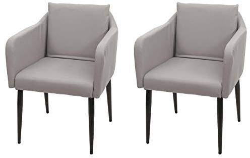 Mendler 2er-Set Esszimmerstuhl HWC-H93, Küchenstuhl Lehnstuhl Stuhl - Kunstleder Taupe-grau