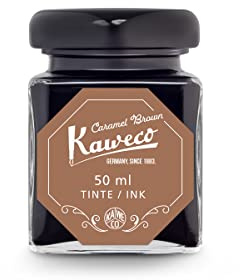 Kaweco Ink Bottle 50 ml Caramel Brown I Premium Ink for Fountain Pen in Glass I with Kaweco Quality Seal I Vegan Cruelty Free Water Soluble Calligraphy Lettering Writing