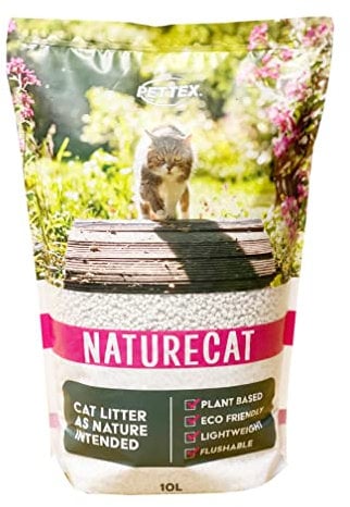 Pettex Naturecat Tofu Cat Litter Natural Plant Based - Lightweight and Clumping - 100% Biodegradable with Superb Odour Control. Large Size 10 L Bag