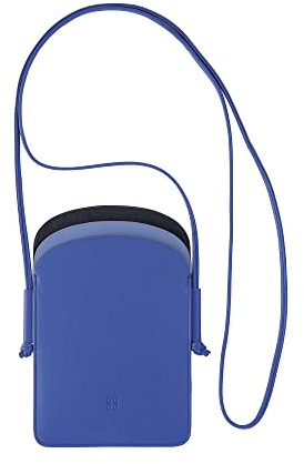 DUDU Damen-Handy-Umhängetasche aus Leder, doppelte Smartphone-Tasche, ID-Kartentasche, Verstellbarer Lanyard-Riemen Kornblume
