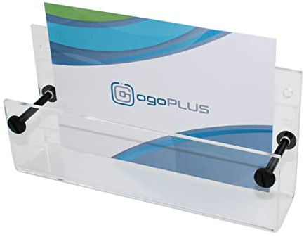 ogoPLUS DIN A6 Wandprospekthalter (Acrylglas) im Querformat, Prospektständer, Prospekthalter, Flyer-Ständer, Flyerhalter, Prospektbox glasklar, Aufsteller, Werbung, Wandmontage