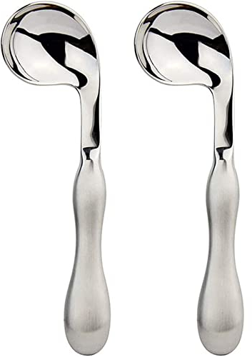 SXHMSAL Adaptive Utensilien 2 Stück Gebogenes Löffel-Set Rechtshänder Abgewinkelte Löffel Besteck-Utensilien Für Handzittern, Arthritis, Parkinson Oder Ältere Menschen, Hilfsstoffe