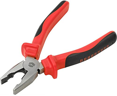 TOOLCRAFT Werkstatt Kombizange 180 mm I Chrom-Vanadium Stahl I 2-Komponenten-Griff I Matt-Silber Oberfläche I Schneidhärte 62 HRC I I Werkzeugzange