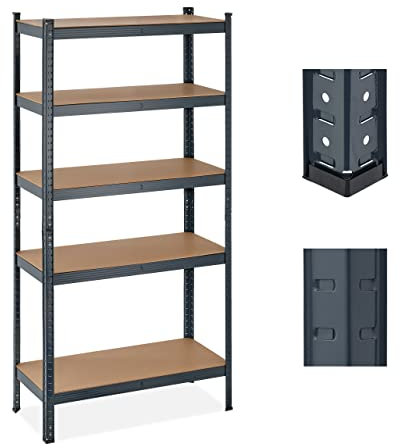 Relaxdays Schwerlastregal, 5 Ebenen, HBT 180x90x40 cm, 875 kg Tragkraft, Metall, Lagerregal Keller & Garage, anthrazit