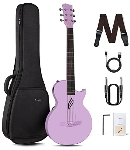 Enya Set Chitarra Elettrica Acustica - Basso Chitarra Nova Go SP1 da 35'' in Fibra di Carbonio per Bambini Adulti Principianti Starter Kit con Smart AcousticPlus Pickup per Regali di Festival Viola
