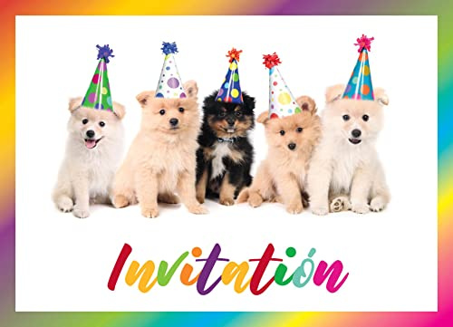 Edition Colibri 10 Einladungen für Kindergeburtstag, Spanisch Fünf Hunde: 10 lustige Einladungen mit niedlichen Welpen (11077)