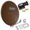 HB-DIGITAL hb-digita & Fuba 80cm Satellitenantenne DAL 800B braun Aluminium Schüssel Reflektor Spiegel Klapparm Twin LNB 2 Teilnehmer UHD schwarz + vergoldete F-Stecker
