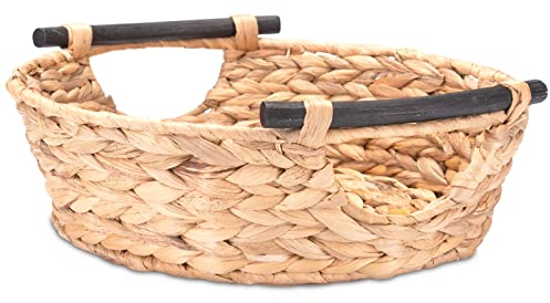 Decorasian Korb zur Aufbewahrung, geflochten aus Wasserhyazinthe mit Griffen - Präsentkorb BZW. Geschenkkorb leer – Ideale Geschenkkörbe von groß bis klein – 32cm