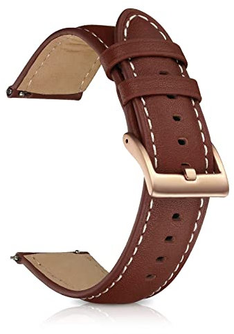 KeHowy Armband für 20mm 22mm, Uhrenarmbänder für Herren und Damen, Lederarmband mit Edelstahlschnalle, Exquisites Armband Weich und Bequem (20MM, Gelb Braun)