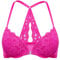 DOBREVA Women's Push Up Front Fastening Bras Racer Back Lace Padded Plunge Underwired Bra Glitter Pink 34A