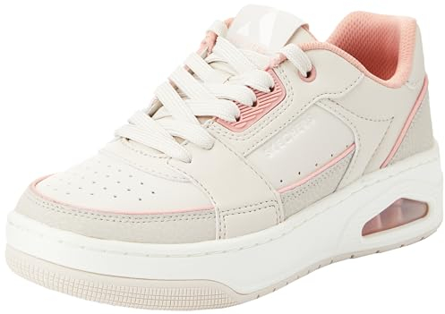 Skechers Uno Court, Zapatillas de Deporte Mujer, Cuero Natural Coral Duraleather Trim, 37.5 EU