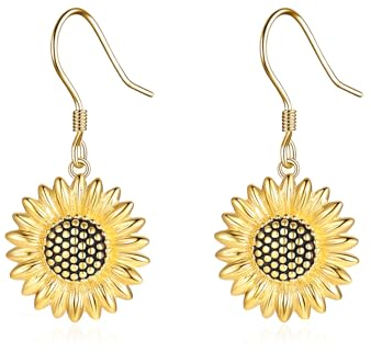 Sonnenblume Tropfen Ohrringe 925 Sterling Silber Sonnenschein Ohrring Hypoallergen Schmuck für Frauen Mädchen Damen