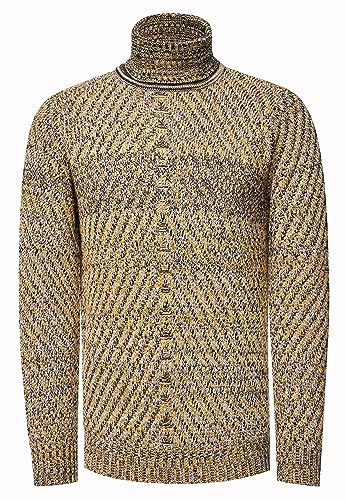 Rusty Neal Strickpullover Herren Regular Fit Rollkragen Grob-Strick-Pullover Kontrastpulli 439