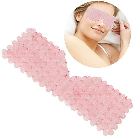 Cache-œil en Pierre de Jade, Masque pour les Yeux en Jade, Masque pour les Yeux en Quartz Rose Rafraîchissant avec Plusieurs perles Artisanat Exquis Réduit les Poches Améliore les Cernes