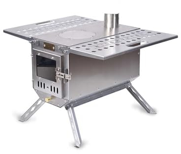 YUGXTH Mini-Holzofen, Tragbarer Faltbarer Gartenofen aus Edelstahl mit Tragetasche, Camping-Zeltofen Als Heizung, für Outdoor-Überleben, Wandern, Reisen