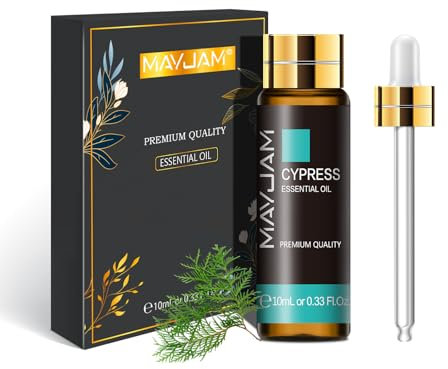 MAYJAM Olio Essenziale Di Cipresso 10ml, Olio Di Cipresso Per Diffusori, Umidificatori, Fai Da Te, Casa, Guardaroba