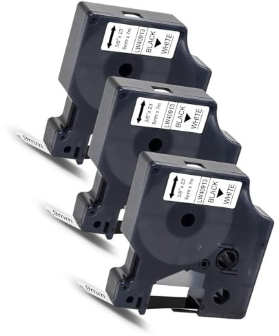 nanologi 3x Kompatibel Schriftband Ersatz für 40913 S0720680 D1 9mm, Schwarz auf Weiß, Etikettenband für LabelManager 160 PNP 210D 360D 280 420P 500TS Labelpoint 250 150 100