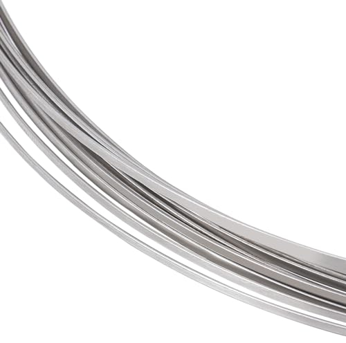BENECREAT Filo Piatto in Acciaio Inossidabile da 0.5 mm, Filo Metallico per Artigianato Largo 7 m e 1.6 mm, Filo di Acciaio Pieghevole per La Creazione di Gioielli, Cornice con Castone in Resina