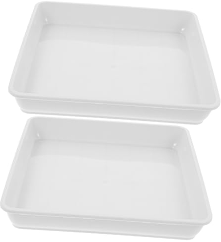 DIKACA 2 Pièces Plateau De Jardinière Carré Bac à Plantes Bac De Récupération des Plantes Plateau De La Résine Soucoupe De Pot De Fleur Blanche Plateau De Fleurs Intérieur Plastique