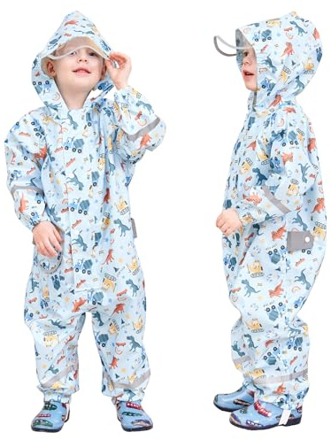 Hovkib Tuta da Pioggia per Bambini Ragazzi Ragazze Impermeabili Un Pezzo Poncho Antipioggia Bambina Giacche da Pioggia Traspirante Tuta Impermeabile da Fango 2-5 Anni