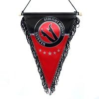 Luxus-Wimpel mit Kordel – Rotlichtviertel – Rot/Schwarz mit Logo – 23 x 29 cm – schwarze Fransen – LKW-Interieur – Auto – Zubehör – Flagge (Rot/Schwarz)