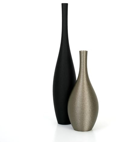 Designer Vasen-Set – Dekorative Blumenvasen aus Bio-Kunststoff (Schwarz & Kupfer)