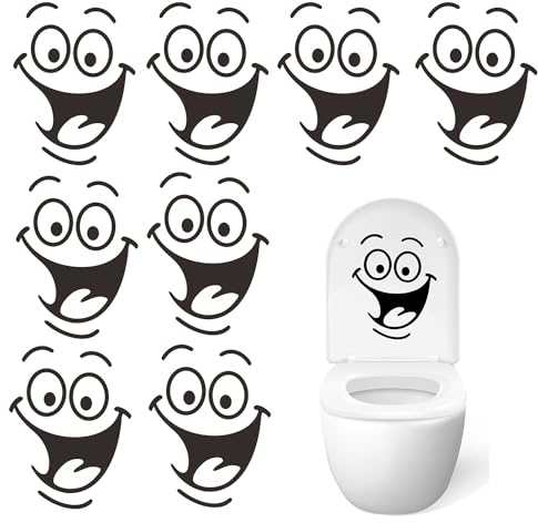 BOBOZHONG Sticker Lustiger Aufkleber,8 Stück Smile de Toilette WC Aufkleber,DIY Badezimmer Wandtattoo Sticker,Sticker Toilette Abnehmbare Aufkleber für Badezimmer,Wandaufkleber Dekor 24x18cm