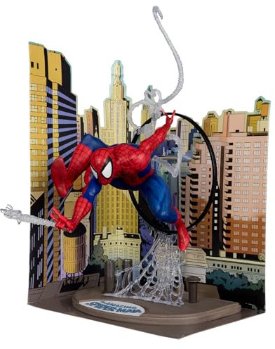 McFarlane Marvel Spider-Man Figura locanda in scala 1:6 con scena e fumetti (basato su The Amazing Spider-Man #301) Toys