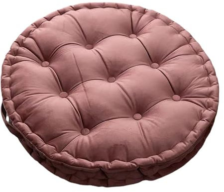 Dickes, rundes Bodenkissen für bequeme und stützende Bodensitze, gesteppt, weich, für Yoga-Meditation, 60 cm, Rosa, ideal für Yoga-Kissen