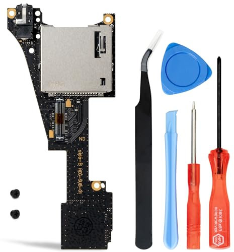 Sedicoca Replacement Game Cartridge Card Slot Reader Tray SD Card Slot Tray Tray with Headphone Jack Port for NS Nintendo Switch OLED with Repair Tools