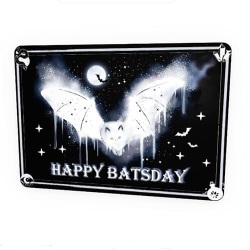 TinyTami Fledermaus Geburtstagskarte, Gothic Grußkarte, A6 Postkarte, Mond, Happy Batsday