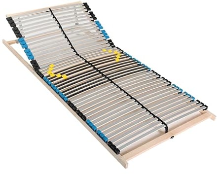 PURAMED Lattenrost Premium 42 | 90x200 cm | 7 Zonen | 6-fache Härteregulierung | 42 Federleisten | verstellbares Kopfteil | zur Selbstmontage