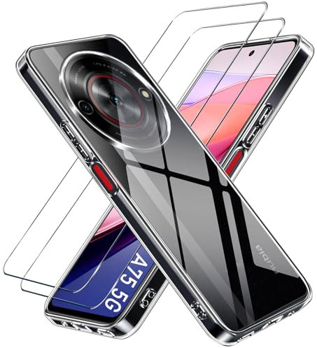 LYJERRY Cover con 2* Vetro Pellicola Compatibilità con ZTE Blade A75 5G Cover antiurto Custodia piu Vetro temperato protettiva protezione Per ZTE Blade A75 5G Vetrino