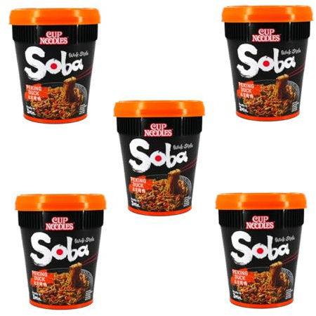 YIJIA | Ramen Wok Style Pack de 5 | 87g - Taza de fideos salteados Yakisoba Sabor Pato lacado instantáneo