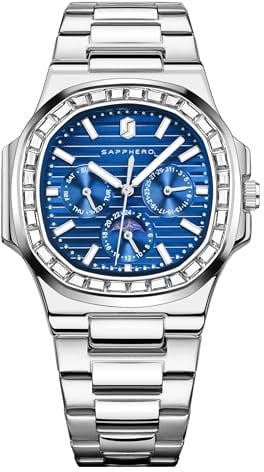 SAPPHERO Uhren Herren Quadratische Analog Armbanduhr 31M Wasserdicht Leuchtende Herren Quarz Chronograph Edelstahl Klassische Elegantes Geschenk Designer