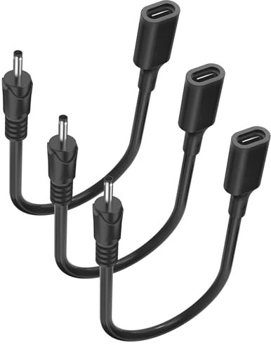 12V DC Power Cord USB to DC 3.5mm x 1.35mm Barrel Jack Adapter Connector Charging Cable for Radiators Fans Cartoon Watches Speakers 3-Pack 1FT