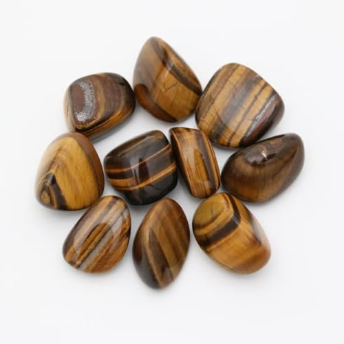 Lot de 10 pierres œil de tigre naturelles polies, cristaux et pierres de guérison en quartz pour Wicca, Reiki, énergie de guérison, pierres de chakra, fournitures de sorcellerie