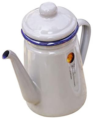 Emaille Kaffeekanne 1100ml mit Feiner Tülle für Zuhause